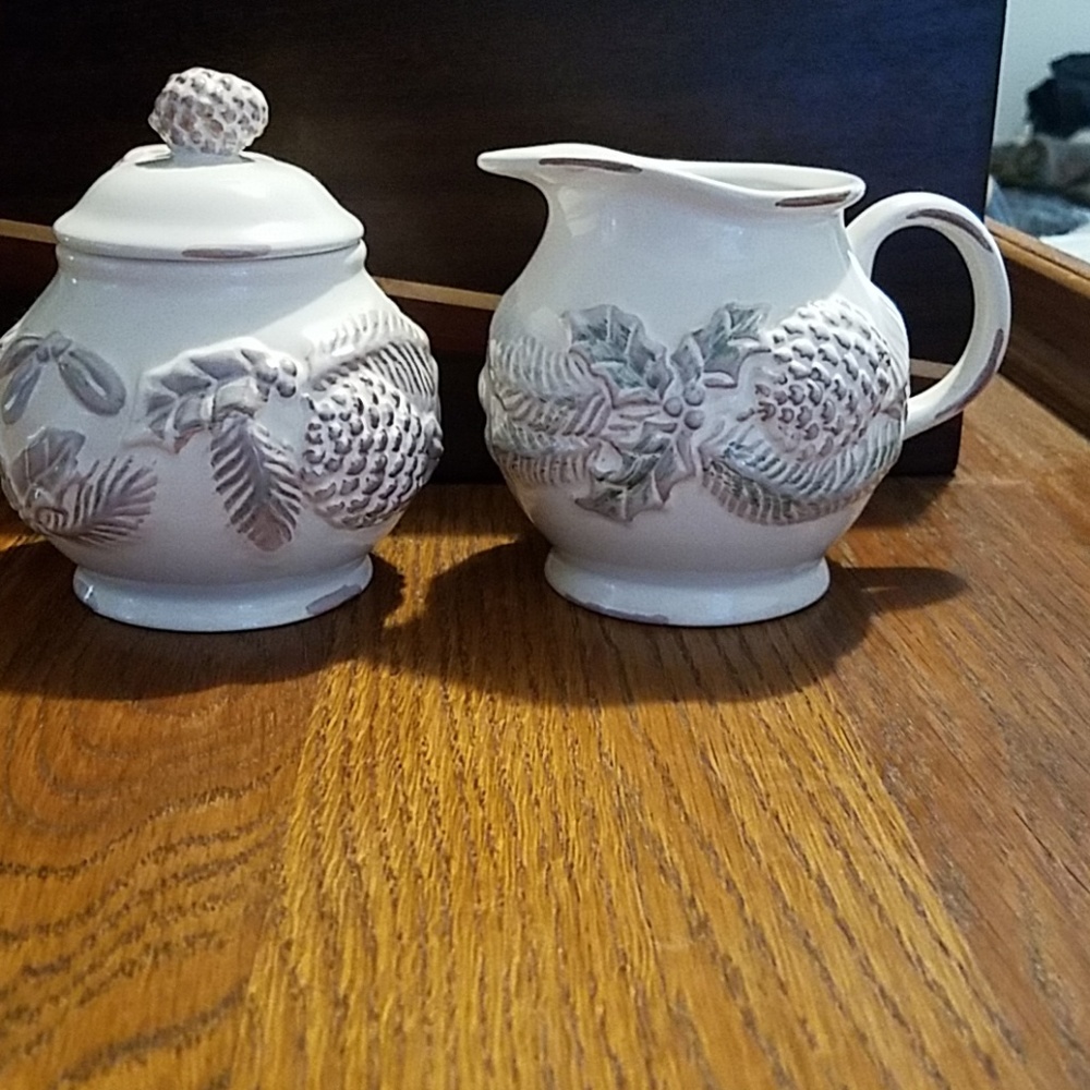 Vintage Cream and Sugar ceramic dishes